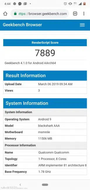 Black Shark 2 Geekbench