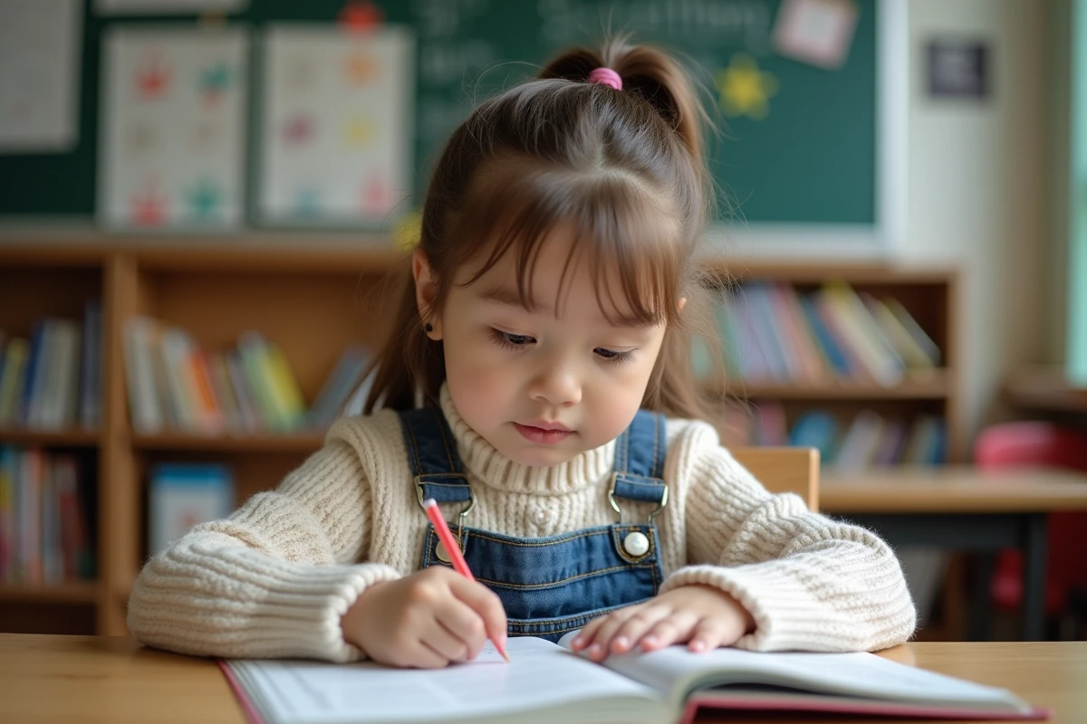 Jeune fille concentrée lisant un livre de poésie à l'école